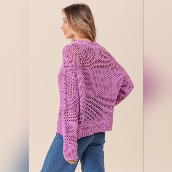 BiBi Openwork Long Sleeve Knit Top - Picture 3 of 7